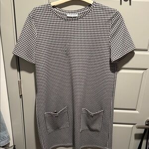 Zara Black and White Houndstooth Dress